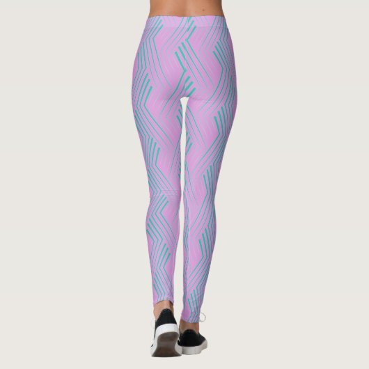 Leggings Motif de chevron vertical Zigzag bleu vert (Dos)