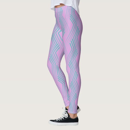 Leggings Motif de chevron vertical Zigzag bleu vert (Gauche)
