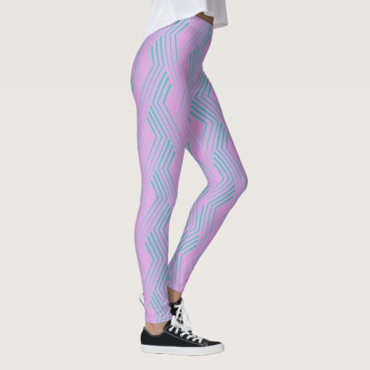 Leggings Motif de chevron vertical Zigzag bleu vert (Droite)