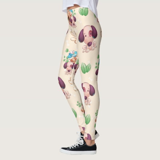 Leggings Motif de chien adorable  (Gauche)