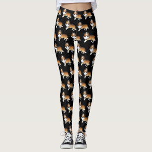 Leggings Motif de Chien de Dessin Animé Shetland Sable