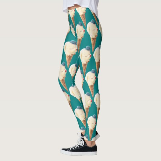 Leggings Motif de chiot à crème glacée (Gauche)