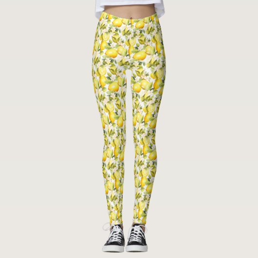 Leggings Motif de citron de la côte d'Amalfi (Devant)