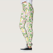 Leggings Motif de citrons floraux roses (Gauche)