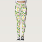 Leggings Motif de citrons floraux roses (Devant)