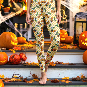 Leggings Motif de citrouilles Cerises damier jaune