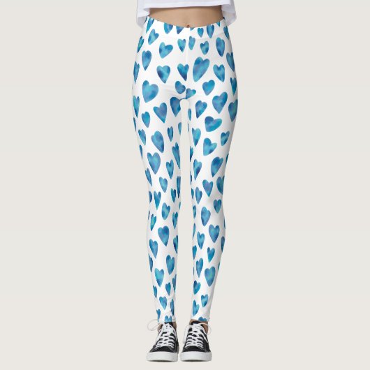 Leggings Motif de coeur bleu (Devant)