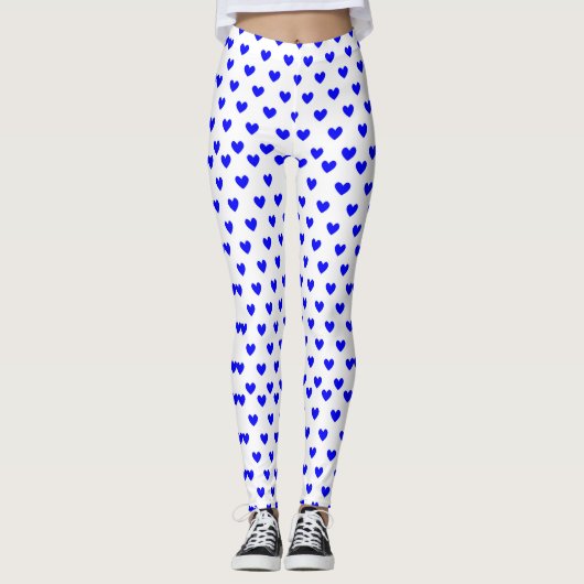Leggings Motif de Coeur Bleu Classique Conception Minimalis (Devant)