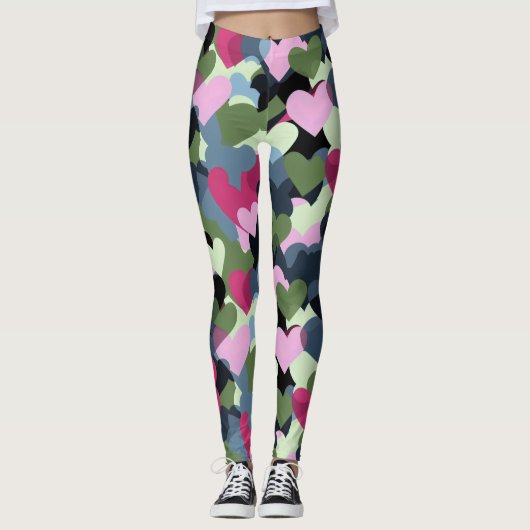 Leggings Motif de coeur coloré (Devant)