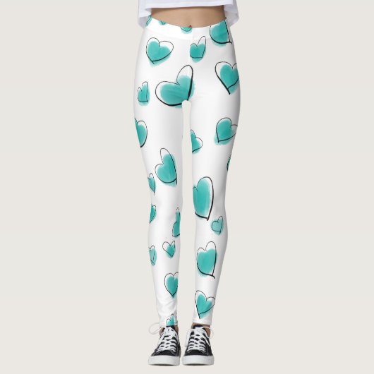 Leggings Motif de coeur d'aquarelle mignonne (Devant)