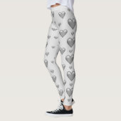Leggings Motif de coeur gris argent (Gauche)