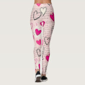 Leggings Motif de cœur moderne avec arrière-plan en script (Dos)