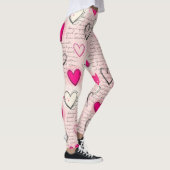 Leggings Motif de cœur moderne avec arrière-plan en script (Droite)
