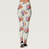 Leggings Motif de cœur moderne avec arrière-plan en script (Dos)