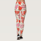 Leggings Motif de cœur moderne avec fond de script (12) (Dos)