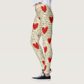 Leggings Motif de cœur moderne avec fond de script (15) (Gauche)