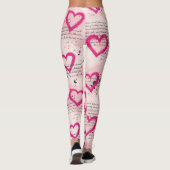 Leggings Motif de cœur moderne avec fond de script (8) (Dos)