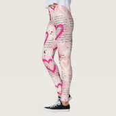Leggings Motif de cœur moderne avec fond de script (8) (Gauche)
