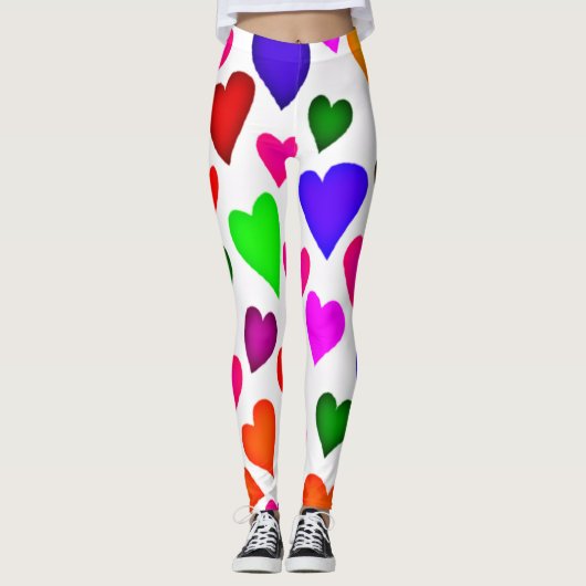 Leggings Motif de cœur multicolore vibrant (Devant)