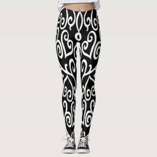 Leggings Motif de cœur noir et blanc