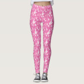 Leggings Motif de coeur rose floral (Devant)