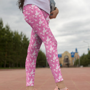 Leggings Motif de coeur rose floral