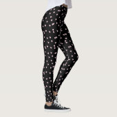 Leggings Motif de coeur rose pâle sur noir (Droite)