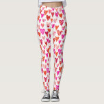 Leggings Motif de coeur Rouge rose moderne<br><div class="desc">Coeur contemporain moderne motif en rouge,  rose et orange. Design ludique et lumineux. Art original de Nic Squirrell.</div>