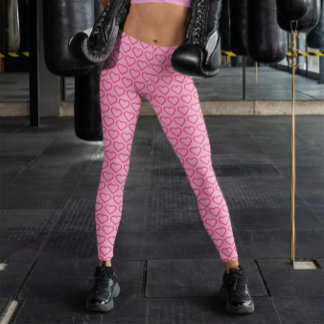 Leggings Motif de cœur rouge vif et rose