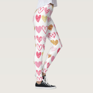 Leggings Motif de coeur tiré à la main ID470