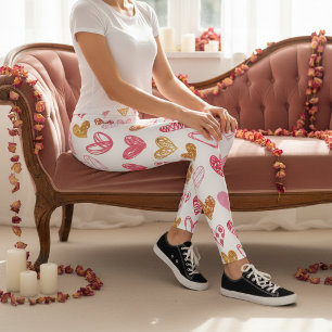 Leggings Motif de coeur tiré à la main ID470