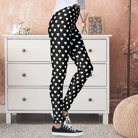 Leggings Motif de Coeurs Blancs Blancs mignons