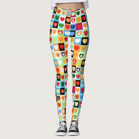 Leggings Motif de coeurs colorés (Devant)