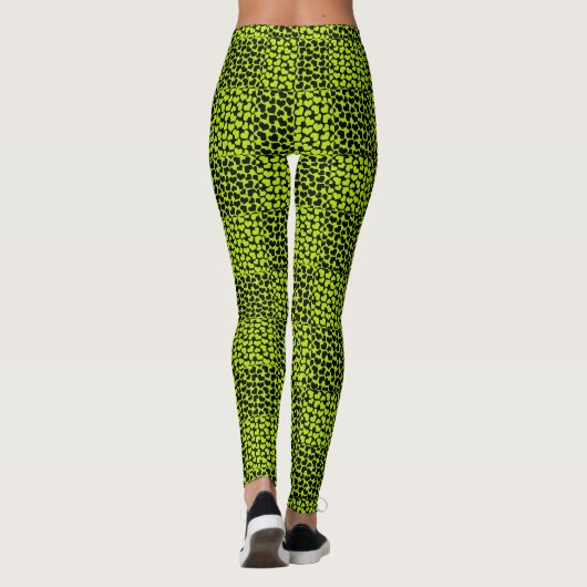 Leggings Motif de coeurs de tableau de bord en Lime Green (Dos)