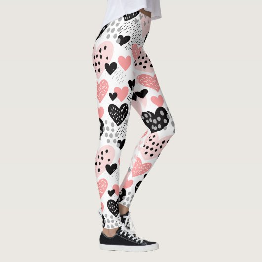 Leggings Motif de cœurs et de points dessinés à la main ID4 (Droite)