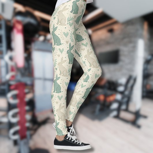 Leggings Motif de cœurs et silhouettes de lapins simples vi