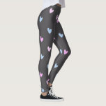 Leggings Motif de Coeurs rose et bleu sur Grey<br><div class="desc">Un adorable coeur rose et bleu motif sur un arrière - plan gris au style décontracté moderne.</div>