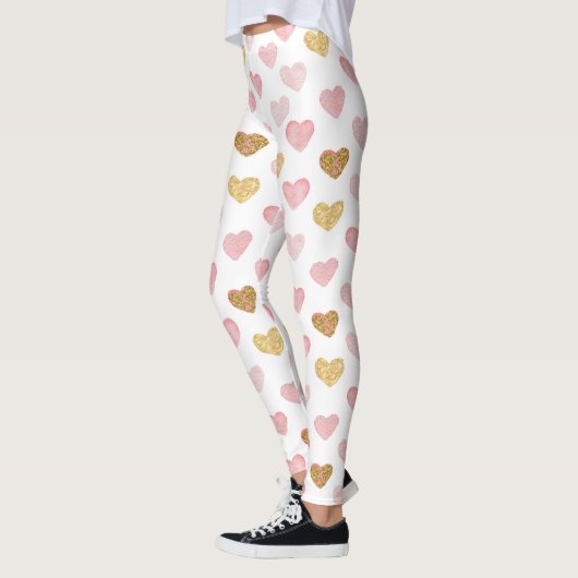 Leggings Motif De Coeurs Rose Et Or (Gauche)
