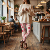 Leggings Motif de coeurs roses ludiques pour la Saint-Valen