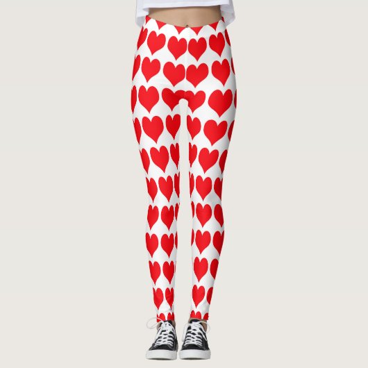Leggings Motif de cœurs rouges et blancs (Devant)