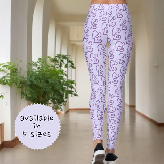 Leggings Motif De Coeurs Violets Liés Sur Pastel Purple