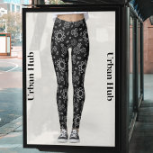 Leggings Motif de Cogs Noirs frais