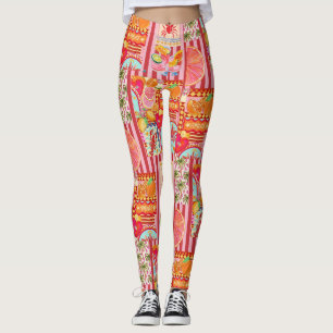 Leggings Motif de collage d'été méditerranéen coloré Ci