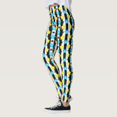 Leggings Motif de conception de rayures bleues jaunes étoil (Gauche)