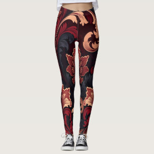 Leggings Motif de conception de spirale florale baroque lux
