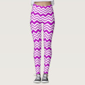 Leggings Motif de conception de zigzag chevron blanc violet (Devant)