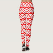Leggings Motif de conception en chevron zigzag blanc rouge  (Dos)