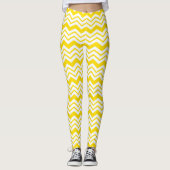 Leggings Motif de conception en chevron zigzag jaune et bla (Devant)