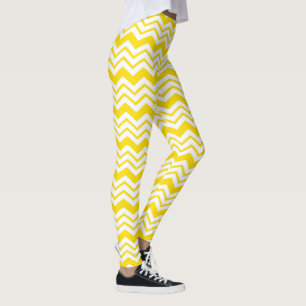 Leggings Motif de conception en chevron zigzag jaune et bla