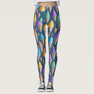 Leggings Motif de cône de glace coloré amusant et dessert s